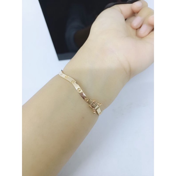 GELANG GELOMBANG CART*R POLOS / GELANG PERAK ASLI SILVER 925 LAPIS EMAS/ GELANG FASHION WANITA