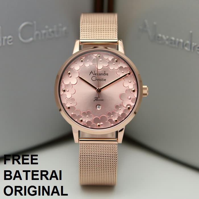 JAM TANGAN WANITA ALEXANDRE CHRISTIE AC 2794 ROSEGOLD PINK ORIGINAL GARANSI RESMI 1 TAHUN