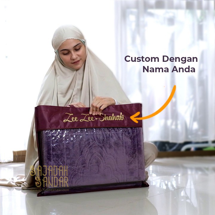 Sajadah Sandar SAHADA Multifungsi Untuk Sandar / Sender / Duduk / Lipat - Asyraf Custom Nama