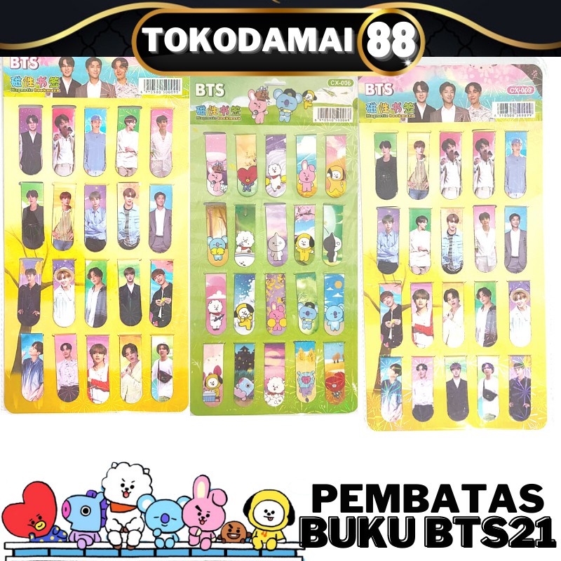 PEMBATAS BUKU MAGNET BTS KARAKTER 1 lembar isi 20pcs