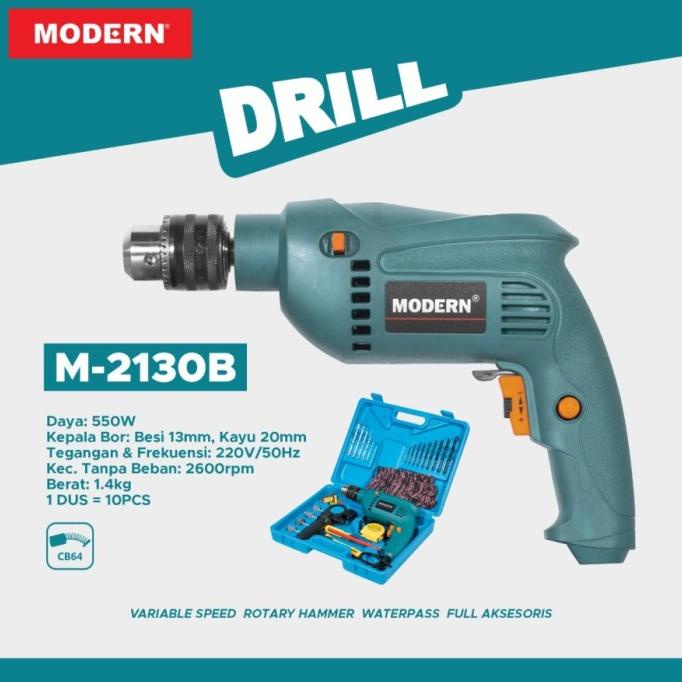 PROMO Paket Mesin Bor Listrik Modern M-2130 / Mesin Bor Tangan M2130