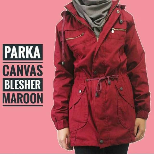 (BEST SELLER) JAKET PARKA CEWE WANITA MARUN WAME  Shopee 