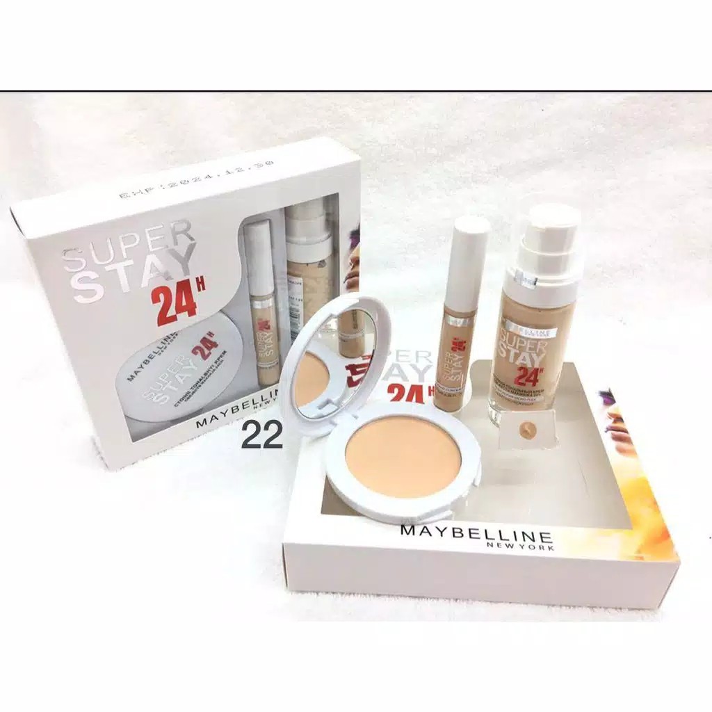 Maybelline Super Stay 3in1 24H - Paket Bedak Maybelline 3in1 Box Putih