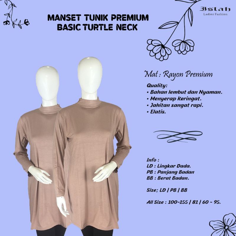 Manset Tunik Basic Turtle Neck Bahan Kaos Rayon PREMIUM.