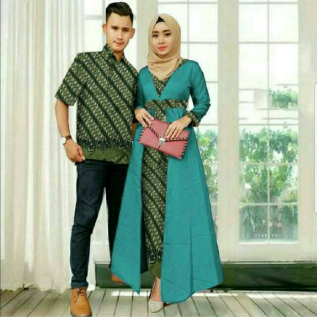 Setelan Batik Couple/Pasangan Gamis Simple Cantik Modern Etnik Elegant Pesta/Kondangan