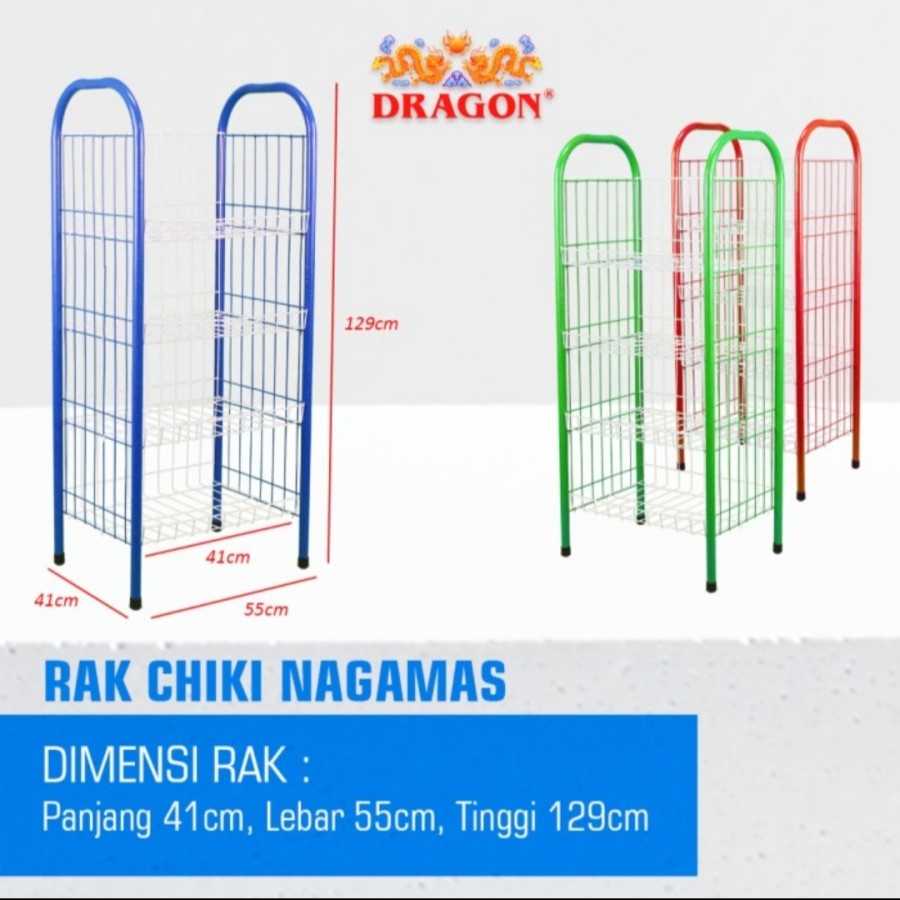 RAK WARUNG JUMBO / RAK CHIKI / RAK SNACK / RAK SERBAGUNA BESI SUSUN 4 JUMBO P 40CM L 45CM T 139