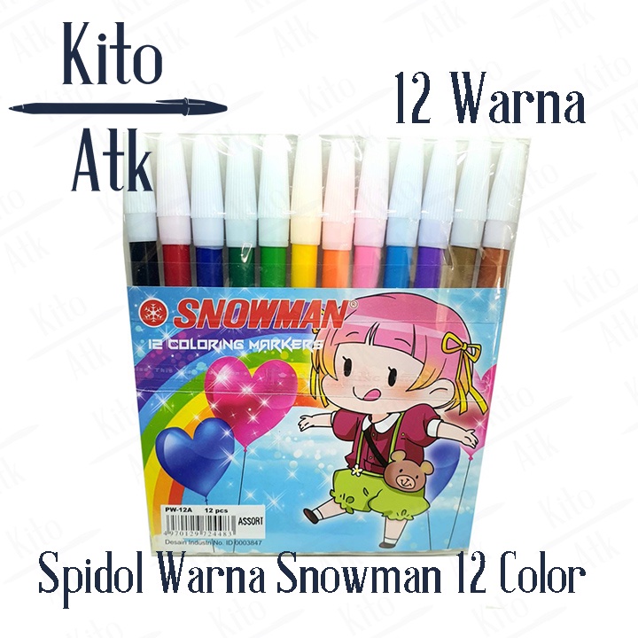 

Spidol Snowman 12 Warna / Spidol Warna Warni PW-12A