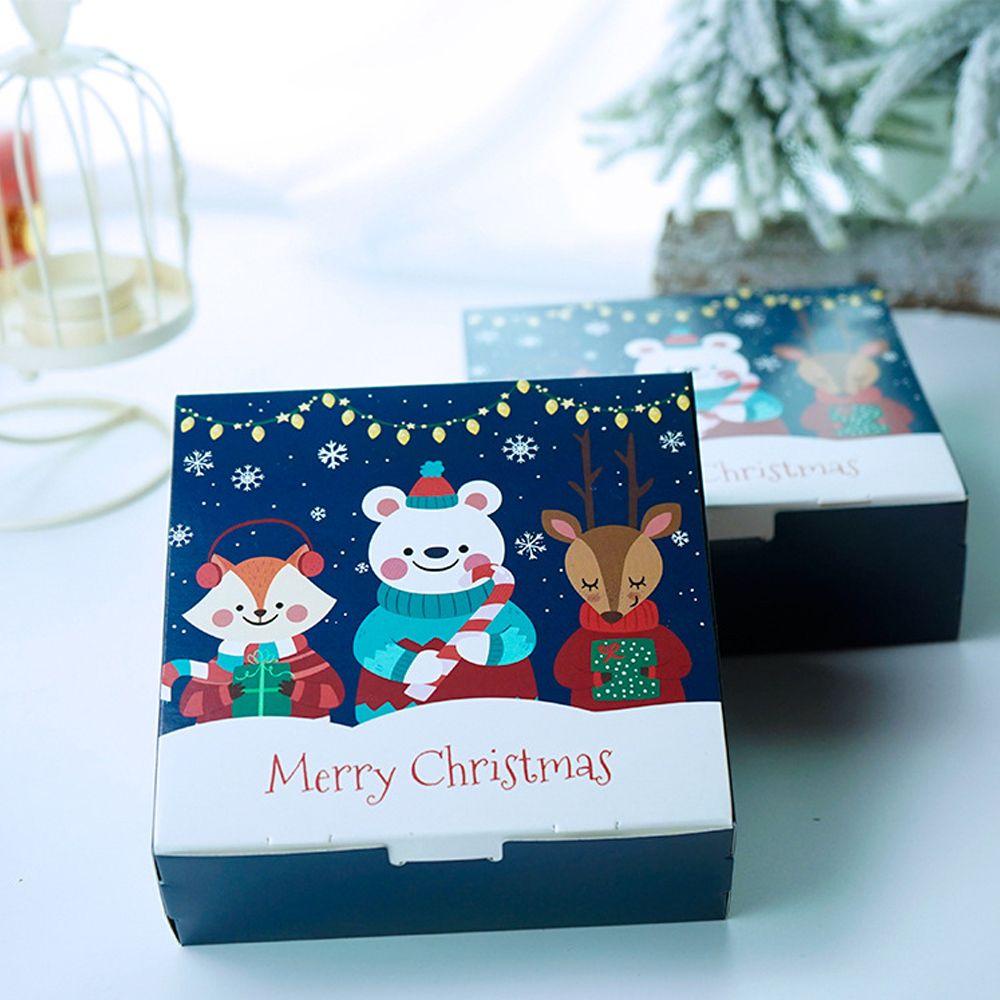 Solighter1/3/5pcs Kotak Hadiah Natal Untuk Teman Cookie Box Rusa Merry Christmas