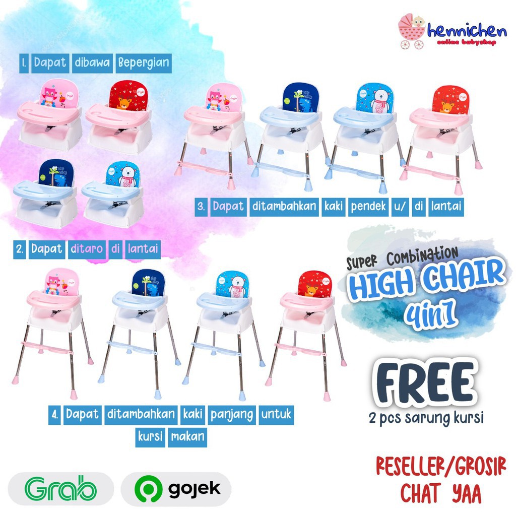 GOJEK TERLARIS baby chair Sugar baby SUPER CHAIR / My Chair / FUN CHAIR / SIT ON ME / K Chair Klassic Chair KURSI makan BAYI 4IN1 FOLDED BOOSTER  &amp; CHAIR SUGARBABY (Baby Booster &amp; High Chair) : 6 Growing Stages