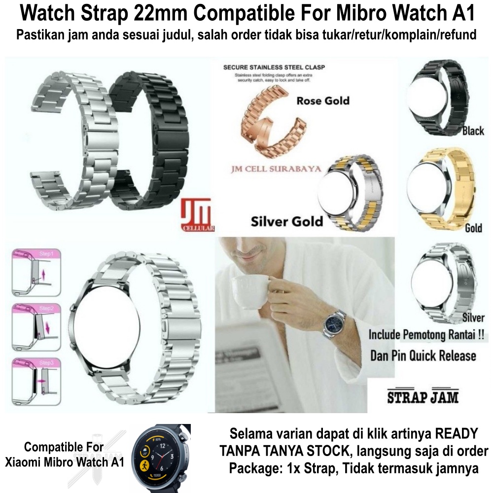 Strap Mibro Watch A1 - Tali Jam Tangan 22mm Real Stainless Steel Metal