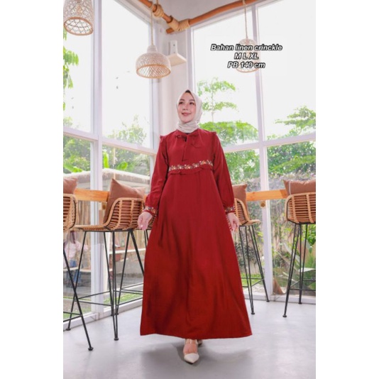 SALE.. DRESS TOYOBO BORDIR / GAMIS KATUN TOYOBO / GAMIS BORDIR / GAMIS PESTA / GAMIS KEKINIAN