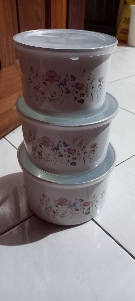 Maspion Deep Storage Bowl Enamel On Steel Rantang 3 Susun - Random