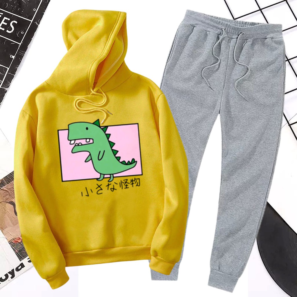 BESS - Baju Setelan Wanita Murah / Setelan Hoodie + Jogger Abu - DINO