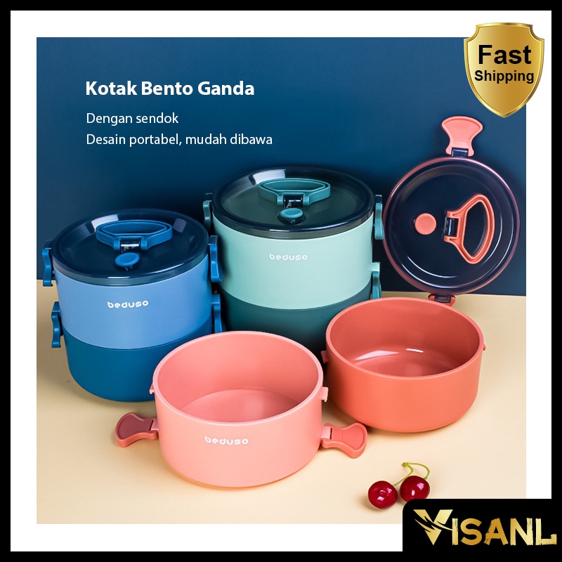 lunch box set anti tumpah tempat makan kotak makan portable tempat makanan 2 susun