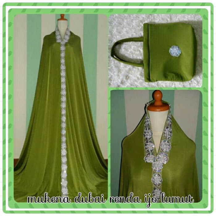 NEW MT MUKENA DUBAI SPANDEX SUTRA TERBARU & TERMURAH|RENDA HIJAU LUMUT
