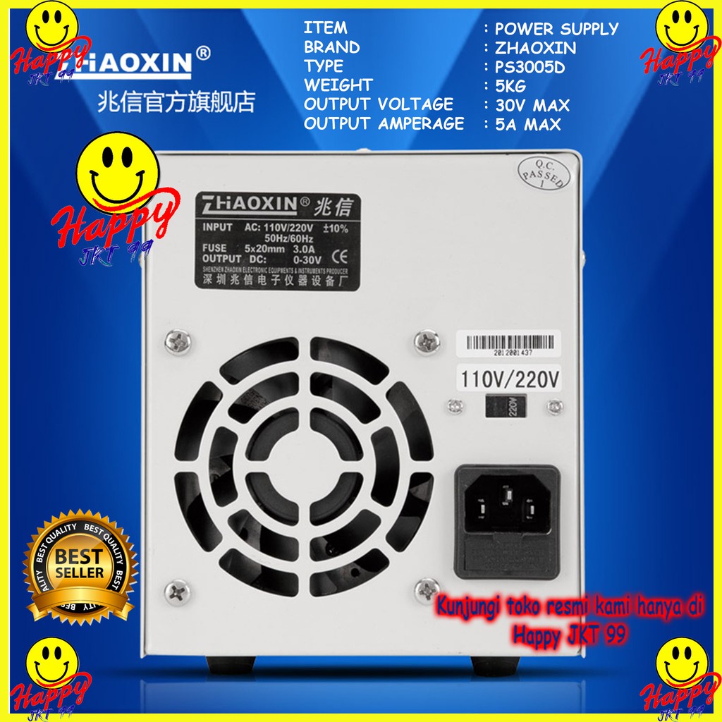 [ HAPPY JKT 99 ] POWER SUPPLY 30V 5A ZHAOXIN PS-3005D PS3005D PS 3005D PS 3005 D PS3005 ORIGINAL