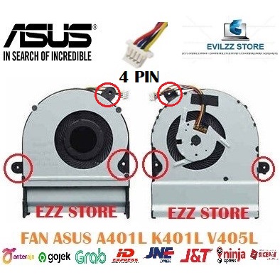 FAN KIPAS ASUS A401 A401L K401 K401L K401LB V405L V405LB NS85B01-14L06 13NB07W1T11011 4 PIN KABEL