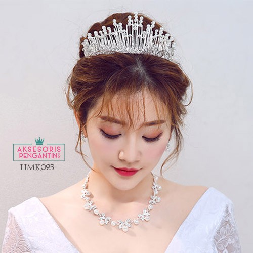 Aksesoris Pesta Pengantin Modern l Paket Crown Kalung Anting Wedding- HMK025