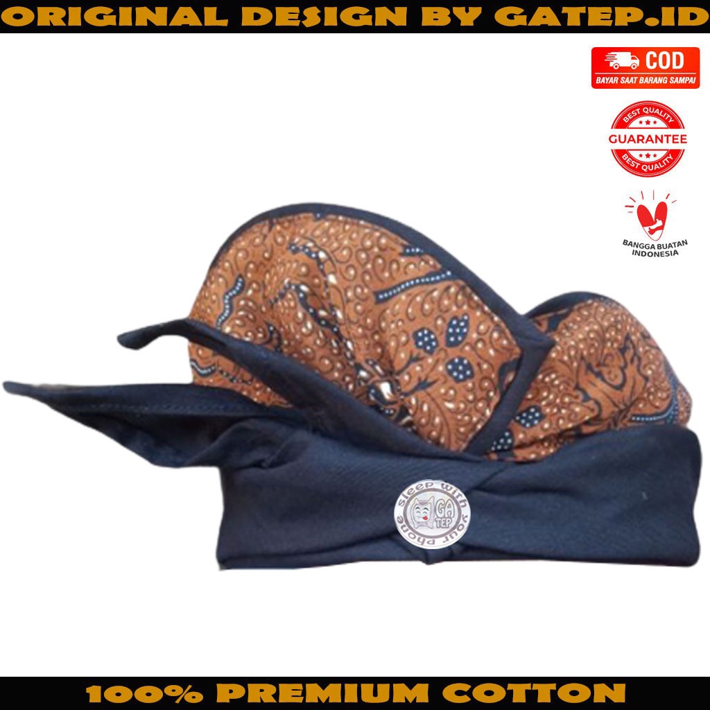Udeng Bali Hitam Polos Tepi Batik Setengah Jadi - Ikat Kepala Bali - Topi Bali - Blangkon Bali