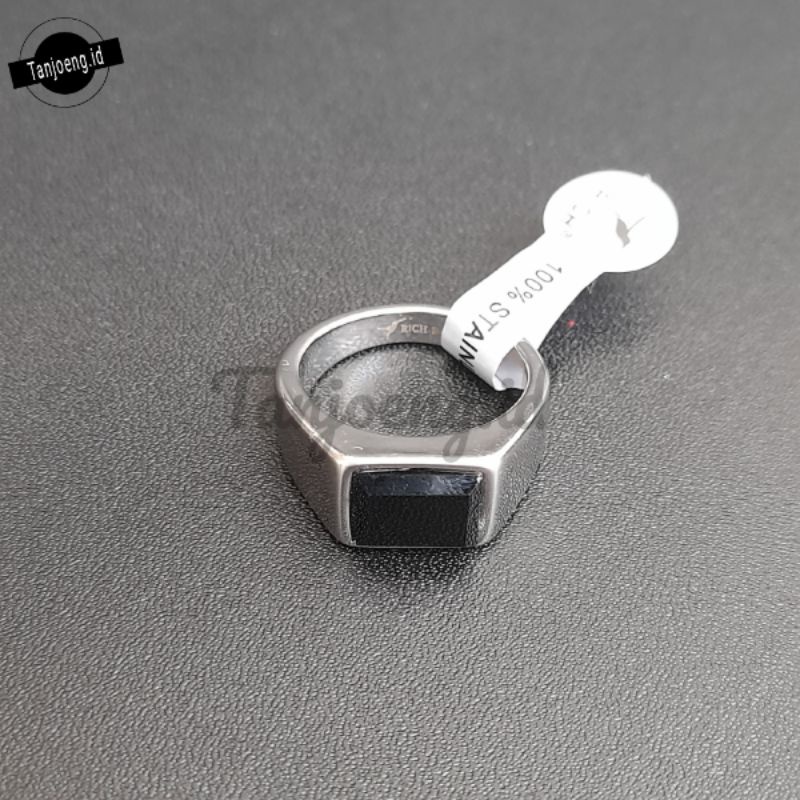 Cincin Pria Titanium Staniless Stell Anti Karat Cincin Black Onyx