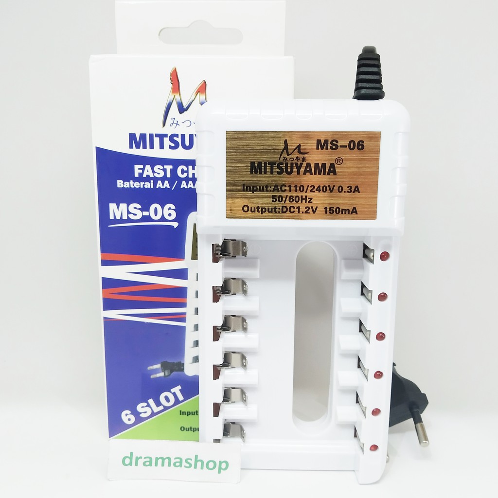 Alat Charger Charge Cas Casan Baterai Batre AA A2 AAA A3 6 Slot Kabel dramashop