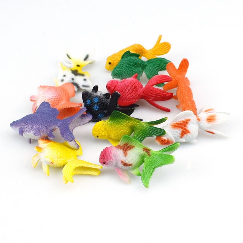 SIY  12 Pcs/Set Soft PVC Goldfishes Models Epoxy Filling Material Crystal Ocean Resin 3D Mini Fish Modeling Filler