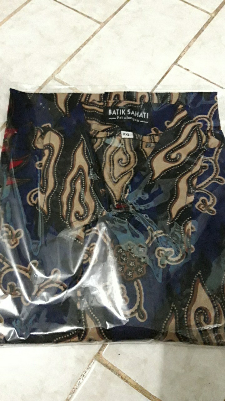 Set Couple Batik Muthia Navy (kemeja, Rok Span, Kebaya Muthia Navy Include Selendang)