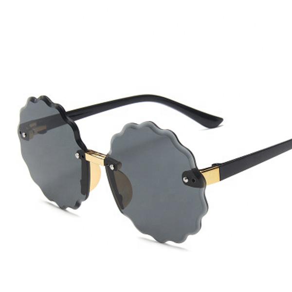 Fashion Rimless Sunglasses for Kids Trendy Gradient Shades Cute Metal Flower Shaped