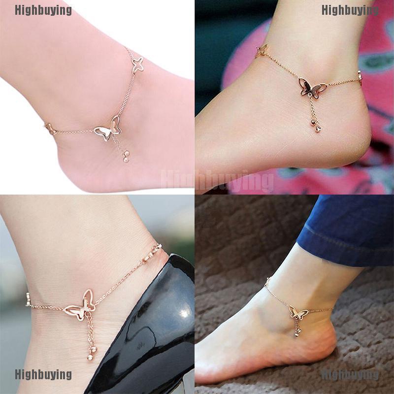 Gelang Kaki Rantai Warna Rose Gold