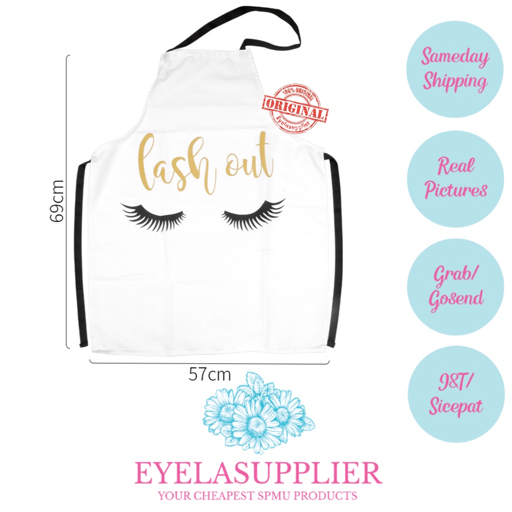 Apron Celemek Beauty Studio Eyelash Studio Lash Out Seragam Salon Artist Extension Katun Lembut Bar