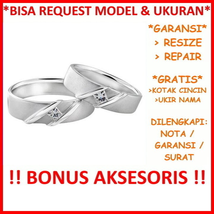 Gratis Ukir Nama Garansi Silver Asli Bisa Pesan Model Cincin Couple Perak Tunangan Mas Kawin Id629