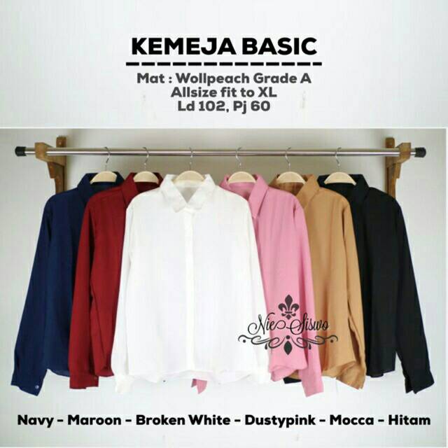 KEMEJA PUTIH KERJA / KEMEJA BASIC TOP / KEMEJA POLOS BASIC WOLFIS