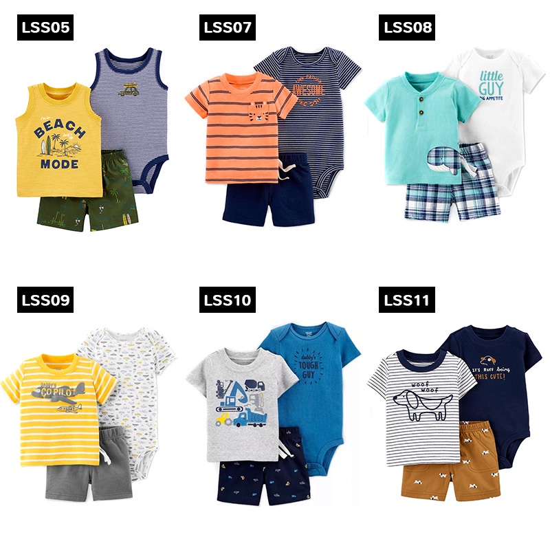 Little Short Set Boy - Set Baju Bayi 3in1