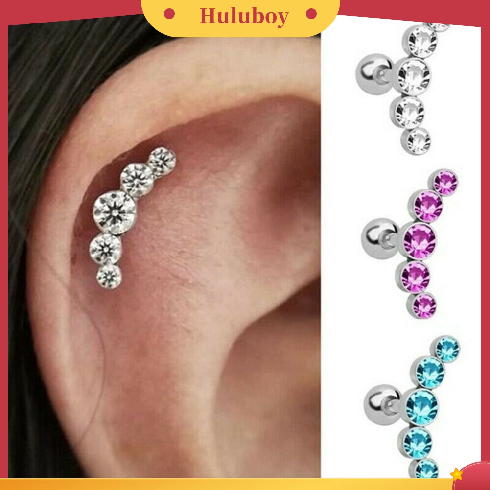 1 Pc Anting Stud Piercing Tulang Rawan Helix Tragus Aksen Berlian Imitasi Untuk Wanita