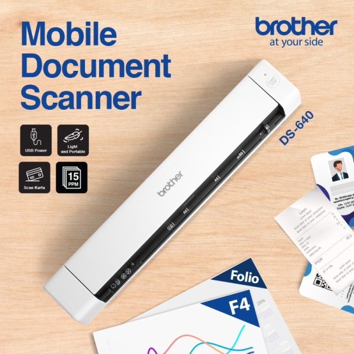 Scanner F4/Folio Brother Scanner DS640 Compact Mobile Document Scanner