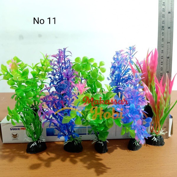 Tanaman Plastik No 11 untuk Hiasan Aksesoris Aquarium 12-15 cm Murah