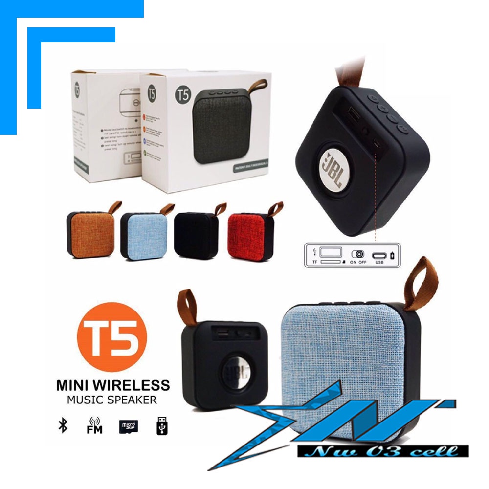 Speaker Bluetooth JBL T5 Mini Speker T5 Micro SD Flash Disk FM Radio RANDOM
