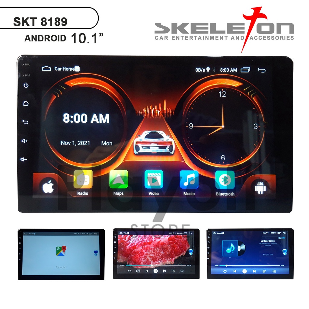 2 din Head Unit Android 10 inch Voice Command Skeleton 8189 Double Din Bluetooth GPS Mirrorlink