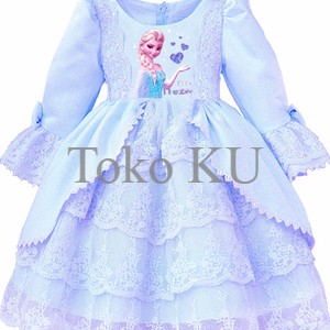 GAUN RENDA ELSA FROZEN BLUE - Baju Anak Import Branded Dress Pesta F7L3