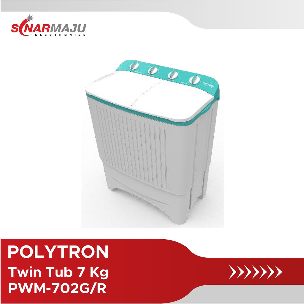 Polytron Mesin Cuci 2 Tabung 7 Kg Twin Tub PWM-702G/R / PWM-702