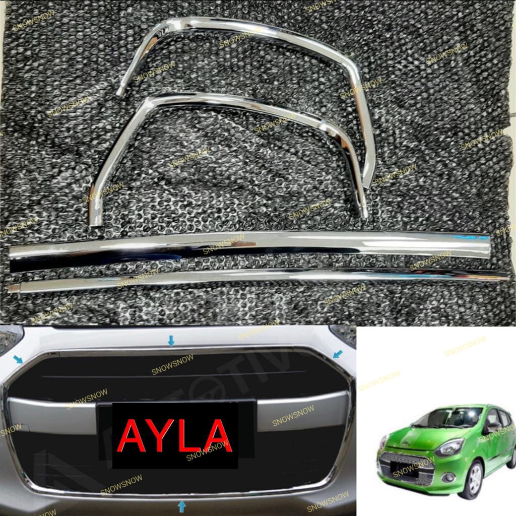 List Grill Bumper Ayla 2013 2016 4 PCS Chrome