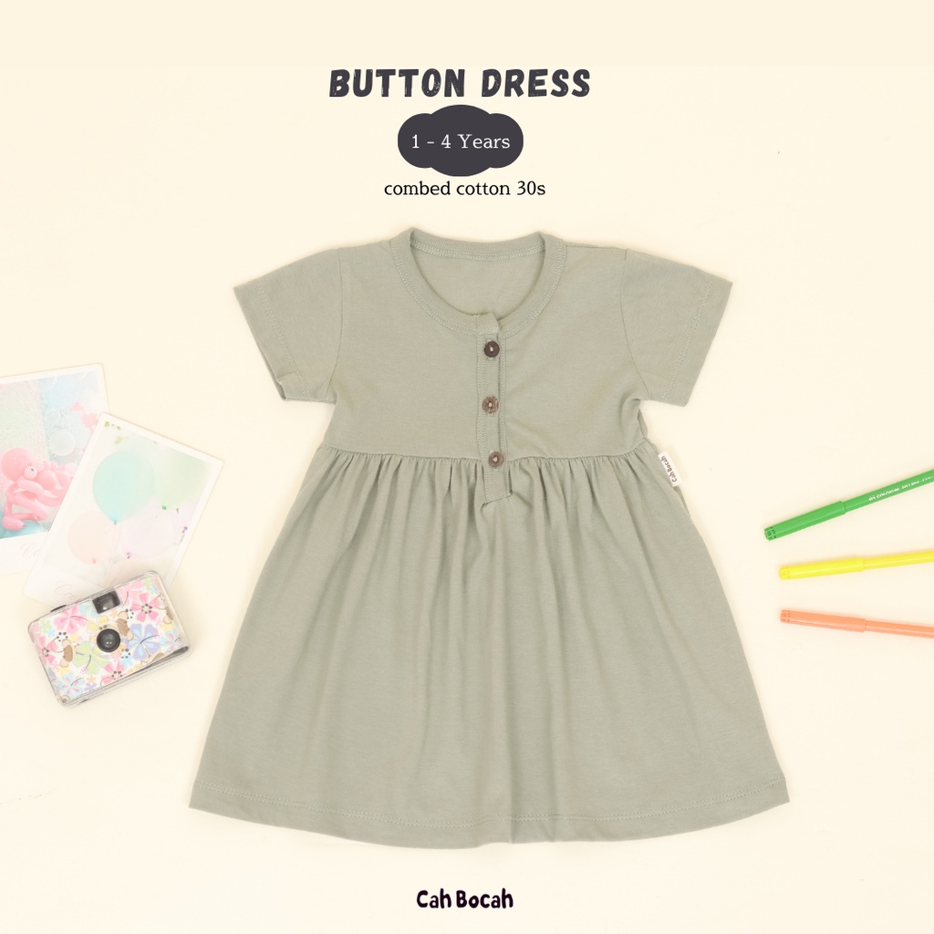 BUTTON DRESS BAJU ANAK DRESS KANCING FASHION ANAK PEREMPUAN 1 - 4 TAHUN