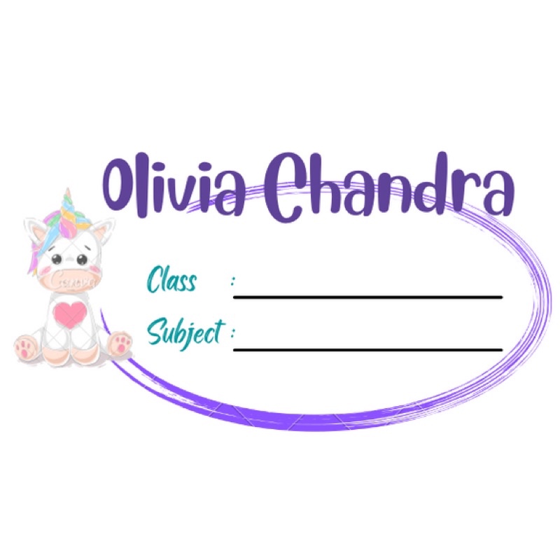 

sticker nama custom unicorn