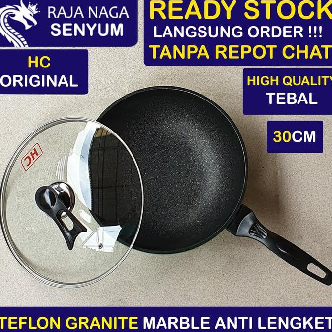 Teflon Anti Lengket Wajan HC Wokpan Marble Granit Grill TEBAL 30 CM