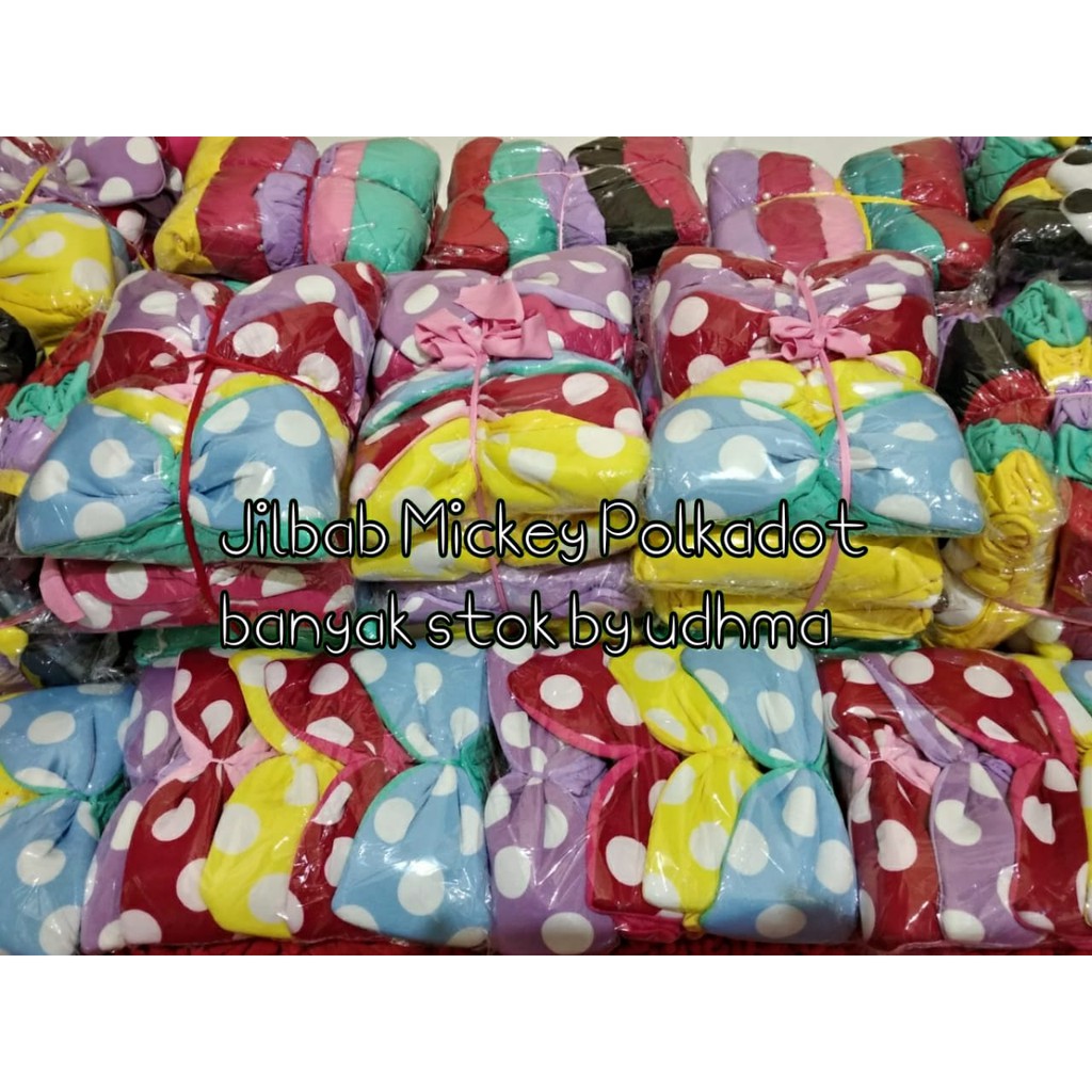 Jilbab anak mickey pita polkadot / Hijab mini pita anak