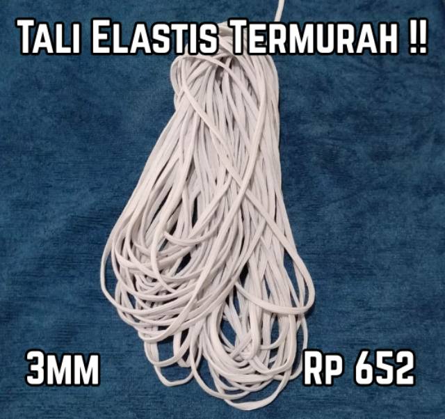 Tali Elastis Putih 2mm 3mm @217 Meter Murah