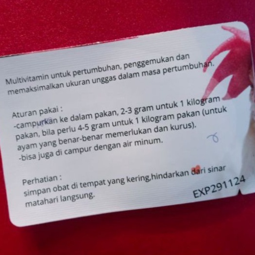 Multivitamin Pemacu Tumbuh Kembang Ayam Pemaksimal Ukuran Ayam Aduan Tumbuh Super Cepat dan Lebih Sehat Ampuh Original FEZONE