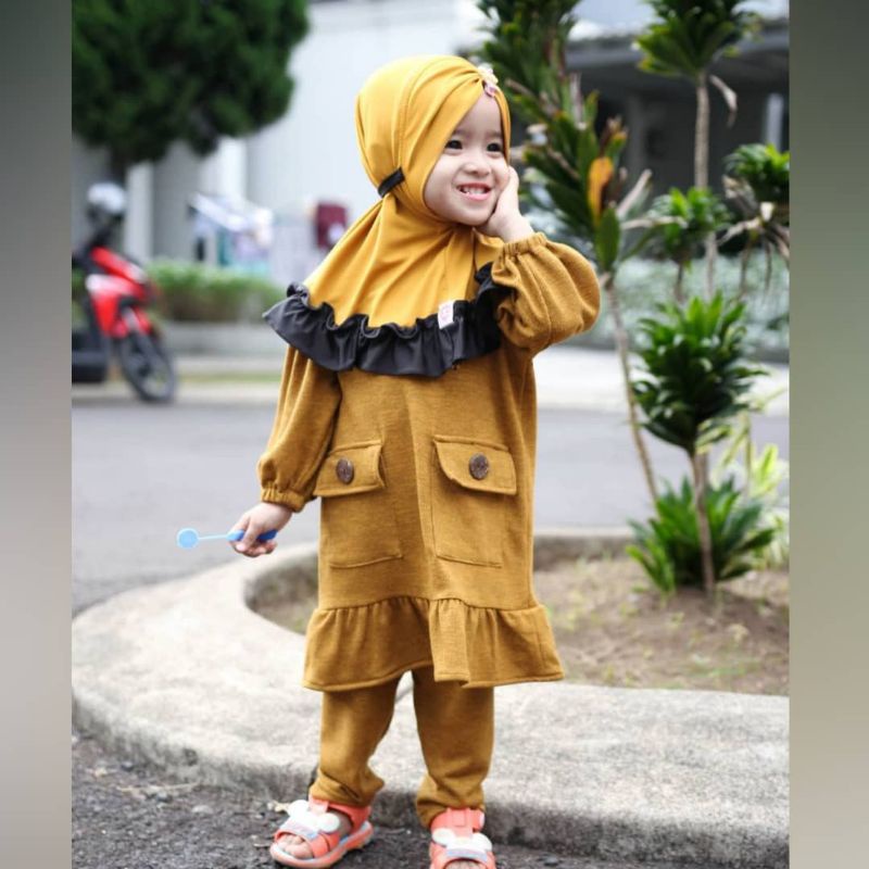 TERBARU SETELAN MUSLIM ANAK  5-6 TAHUN/RIHANA SET KIDS/SET TUNIK ANAK KEKINIAN/PAKAIN MUSLIM ANAK MODEL TERBARU BAHAN KATUN/FAR MOSLEMSTORE