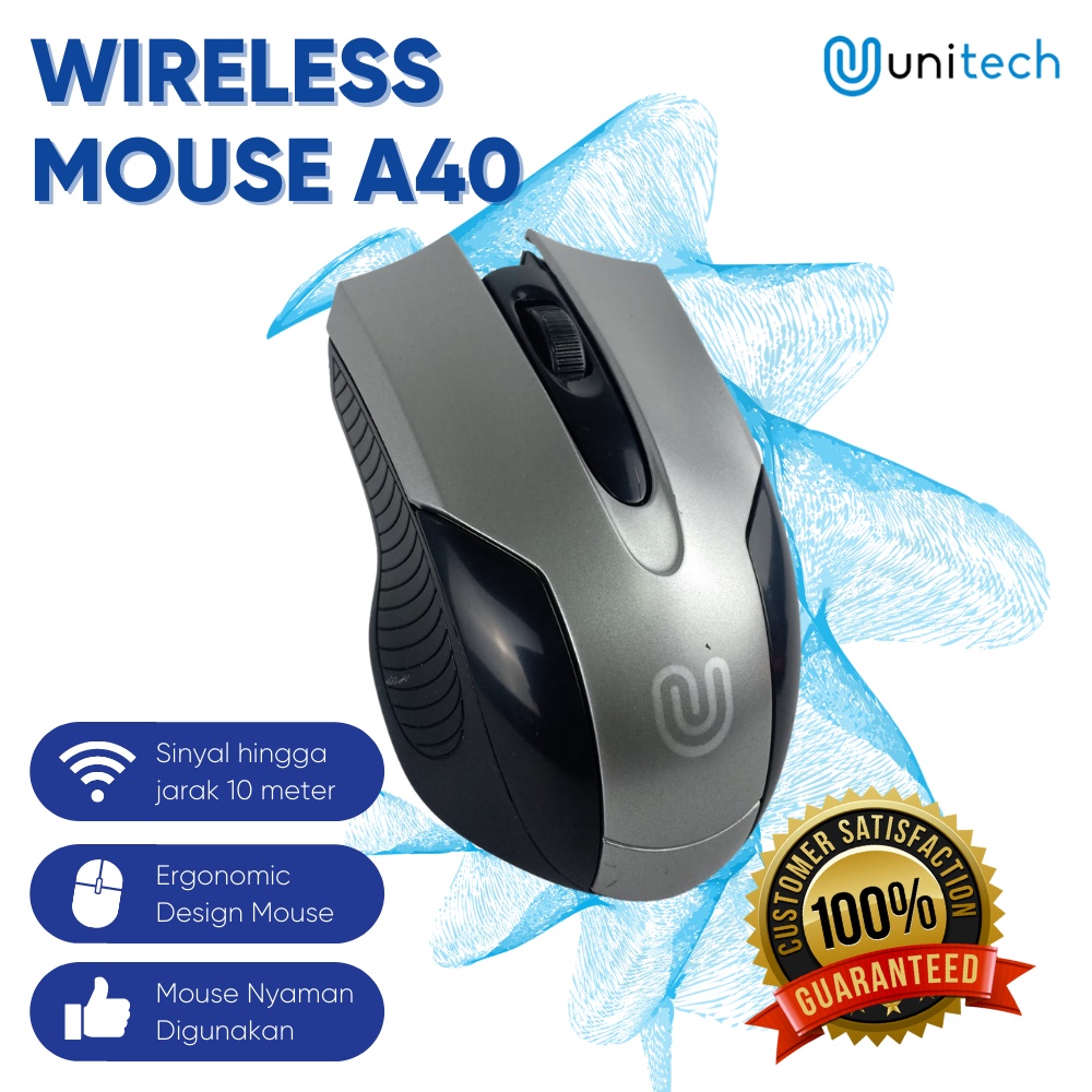 Mouse Unitech Wireless A40 Series 2.4GHz For Laptop PC Up to 1200DPI