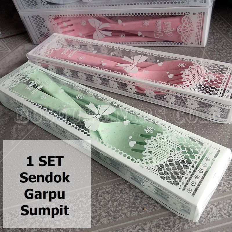 Souvenir Sendok jerami garpu sumpit Travel import  ori isi satu set 25 pcs